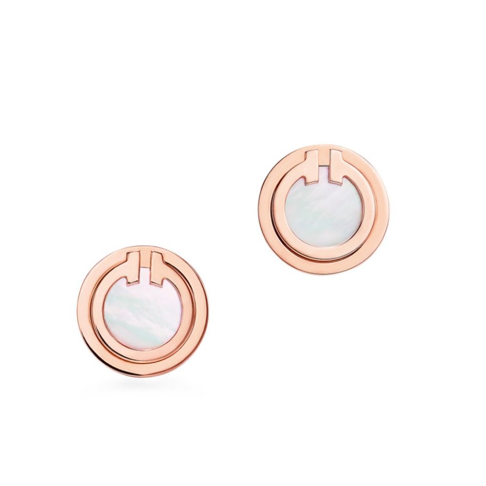 Tiffany T Mother-of-pearl Circle Earrings in 18k R
